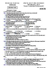 Đề kiểm tra học kỳ I môn Sinh học Lớp 10 - Mã đề 408 - Năm học 2018-2019 - Sở giáo dục và đào tạo tỉnh Quảng Nam